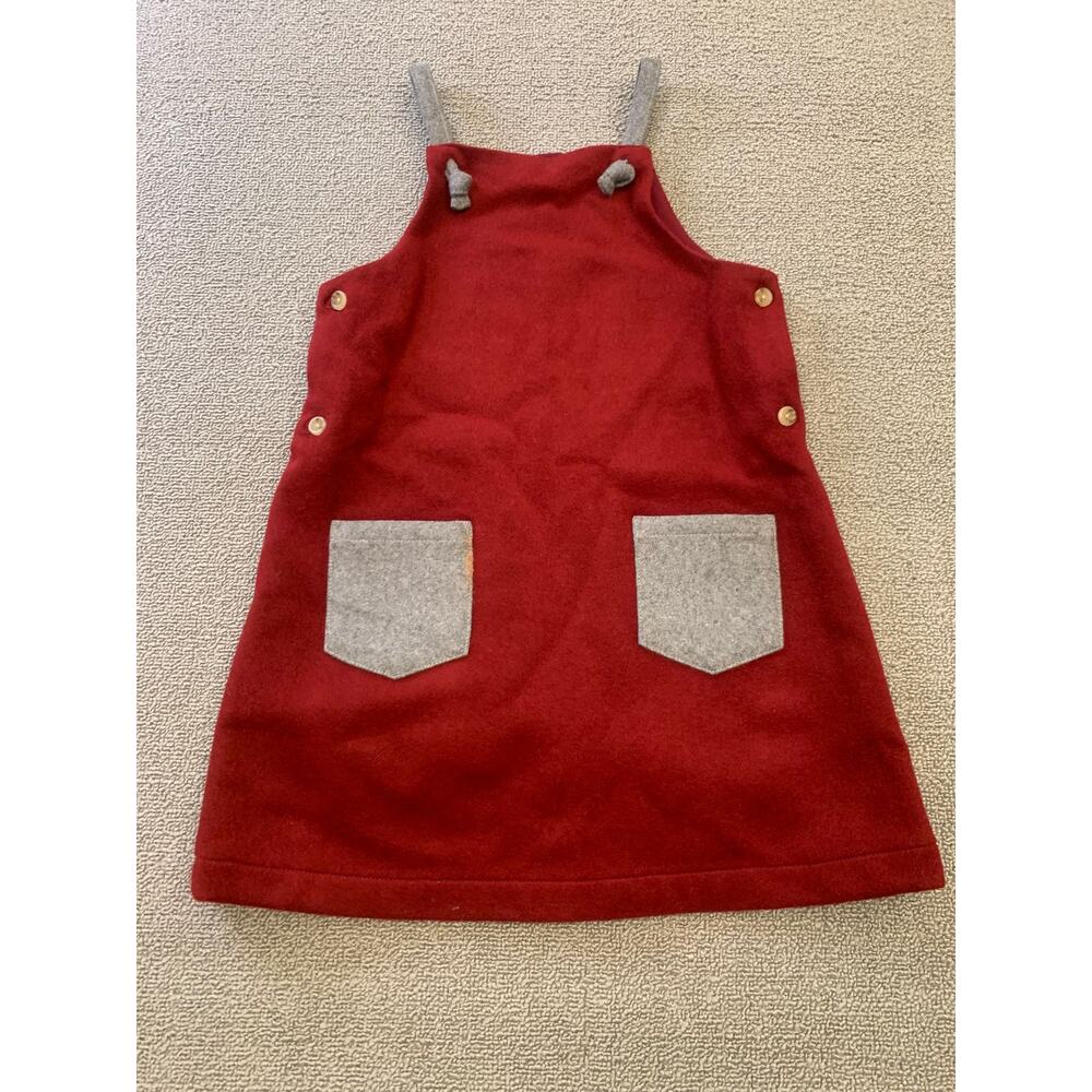 Oaks‎ Of Acorn Girl's Size 6Y Red And Gray Wool A-Line Pinafore Dress